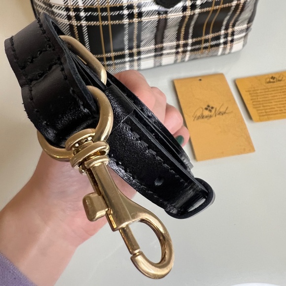 Patricia Nash Irving Leather Satchel with Crossbody Strap Black and White Plaid - Picture 16 of 16